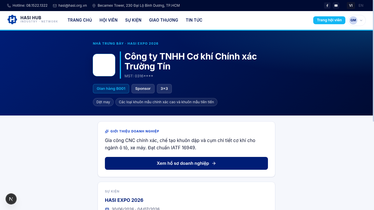Trang công khai của gian hàng tại HASI EXPO 2026