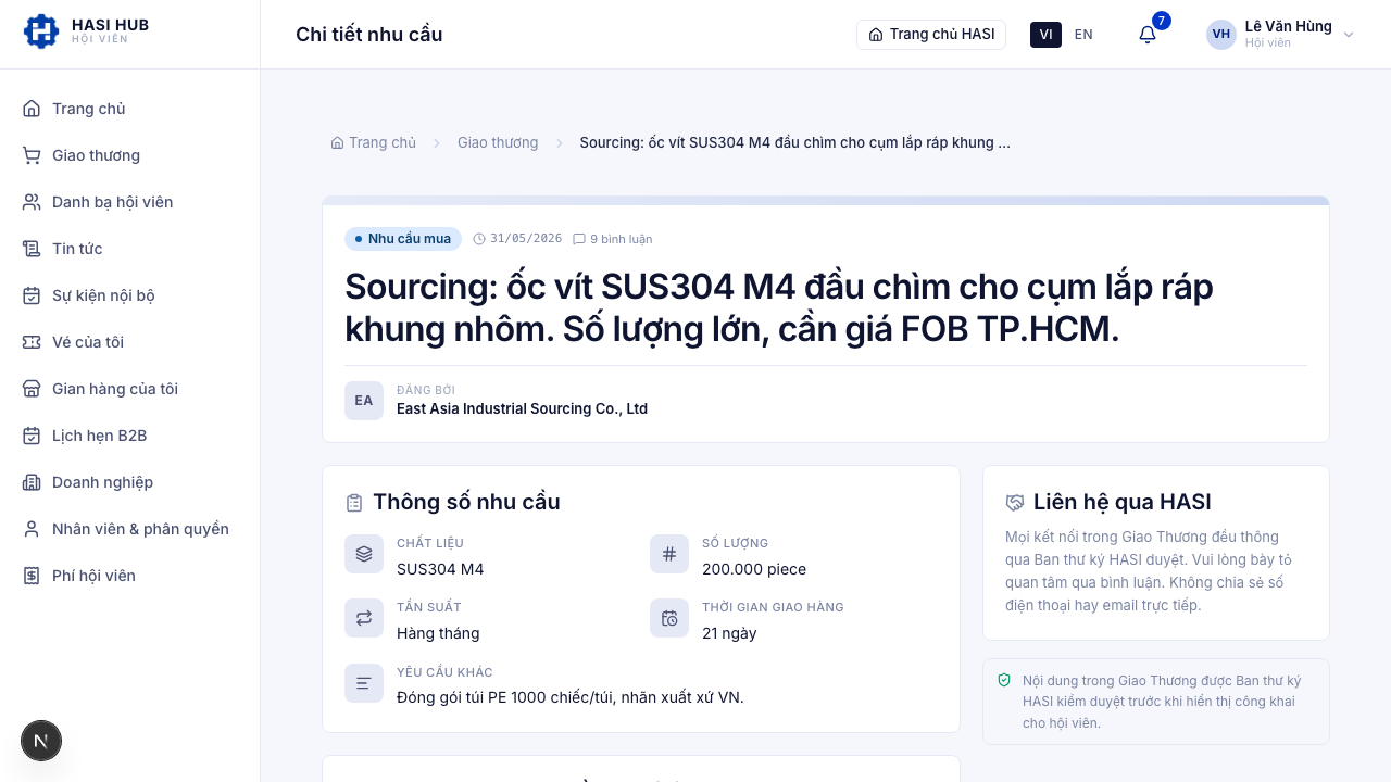 Trang chi tiết nhu cầu